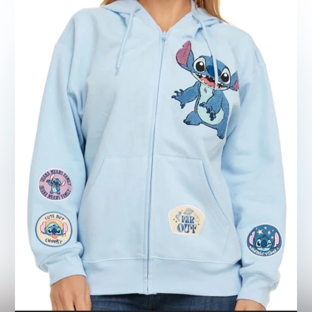 Disney Stitch Women's Soft Full Zip Long Sleeve Hoodie Size Large